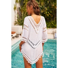 White V Neck Cut Out Detail Cover Up Dress 
